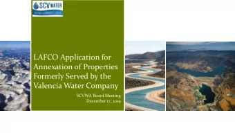 LAFCO Application for  Annexation of Properties  Formerly Served by the  Valencia Water Company