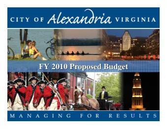 FY 2010 Proposed Budget  FY 2010 Proposed Budget  1