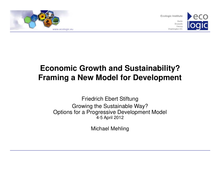 economic growth and sustainability framing a new model