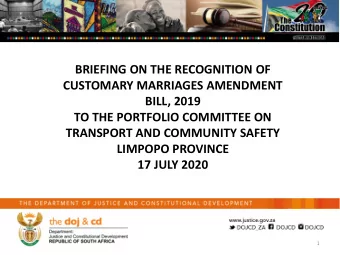 BILL, 2019  TO THE PORTFOLIO COMMITTEE ON  TRANSPORT AND COMMUNITY SAFETY  LIMPOPO PROVINCE  17