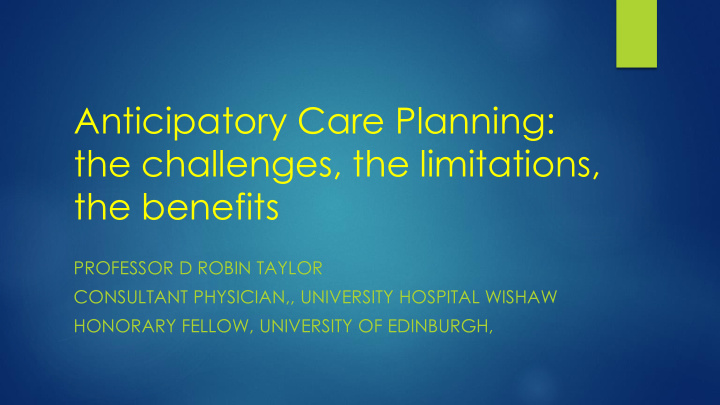 anticipatory care planning