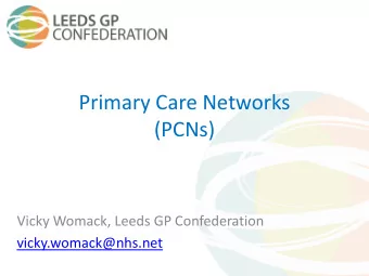 (PCNs)  Vicky Womack, Leeds GP Confederation  vicky.womack@nhs.net  NEW GP Contract    NHS Long
