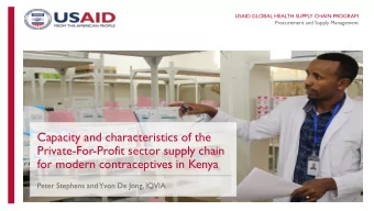 Capacity and characteristics of the  Private-For-Profit sector supply chain  for modern