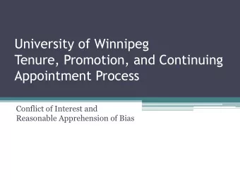 University of Winnipeg  Tenure, Promotion, and Continuing  Appointment Process  Conflict of