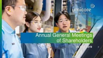 Annual General Meetings  of Shareholders  25 April 2019  Agenda    Review of 2018 performance
