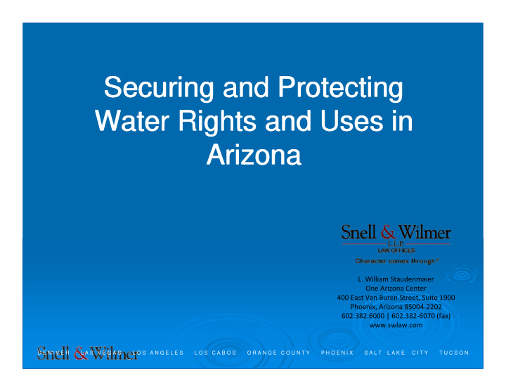 securing and protecting securing and protecting water