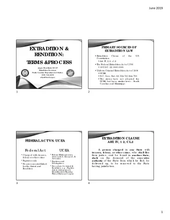 E  XT  RADIT  ION &amp;  E  XT  RADIT  ION L  AW  RE  NDIT  ION:  E  xtra ditio n  Cla use  o f