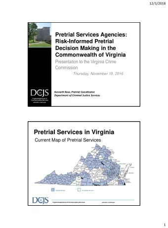 Pretrial Services in Virginia  Current Map of Pretrial Services Virginia Department of Criminal