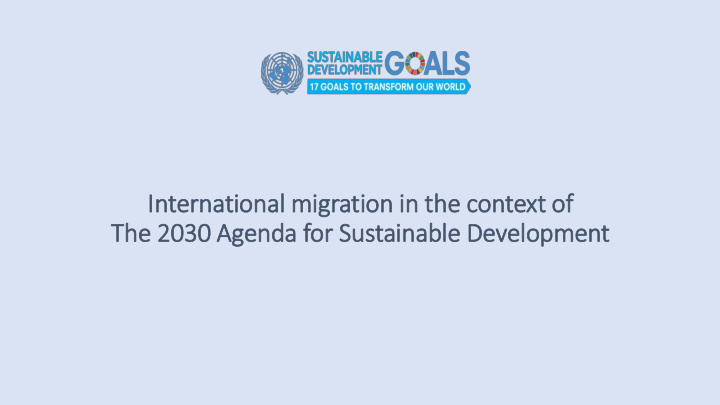the 2030 agenda for sustainable development unit ited