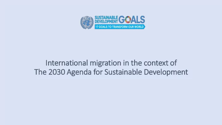 the 2030 agenda for sustainable development unit ited