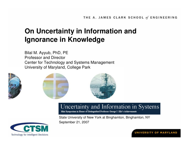 on uncertainty in information and ignorance in knowledge