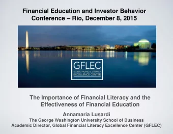 Financial Education and Investor Behavior Conference  Rio, December 8, 2015  The Importance of
