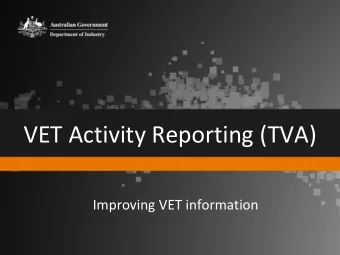 VET Activity Reporting (TVA)  Improving VET information  Presenters from the Department of Industry