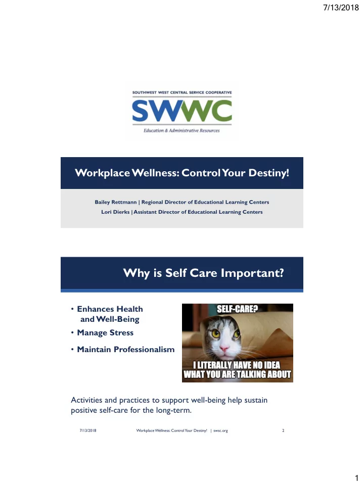 why is self care important