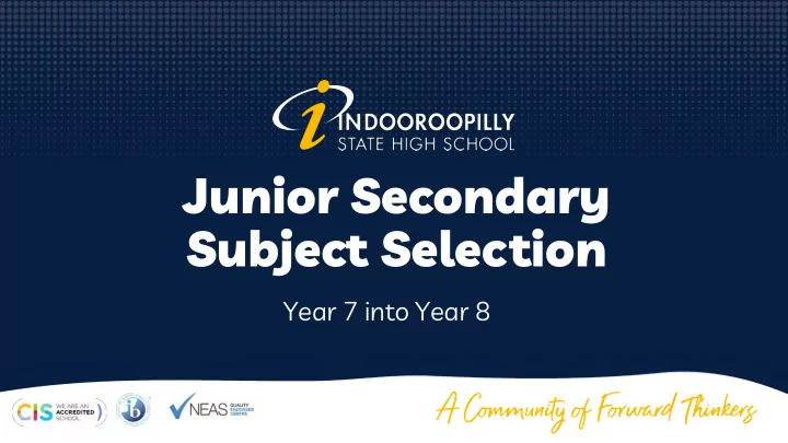 junior secondary subject selection