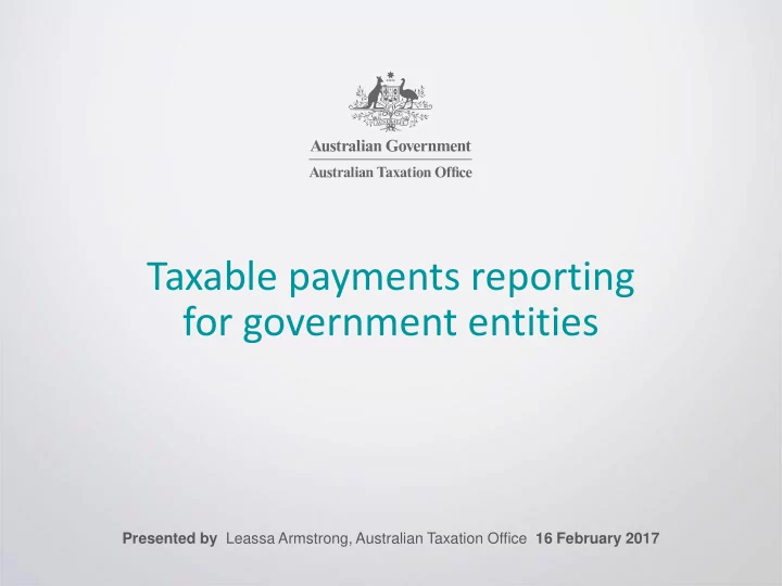 taxable payments reporting for government entities
