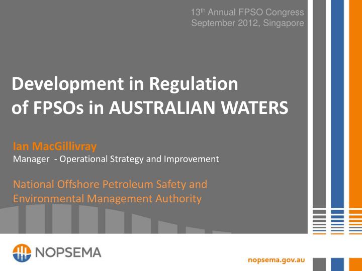 development in regulation of fpsos in australian waters