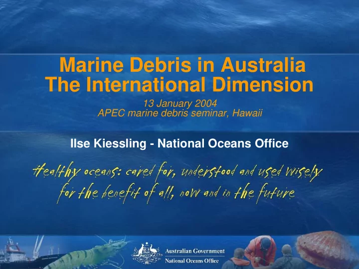 marine debris in australia the international dimension