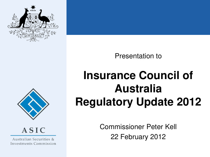insurance council of australia regulatory update 2012