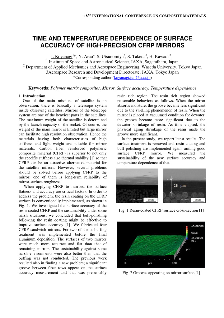 time and temperature dependence of surface accuracy of