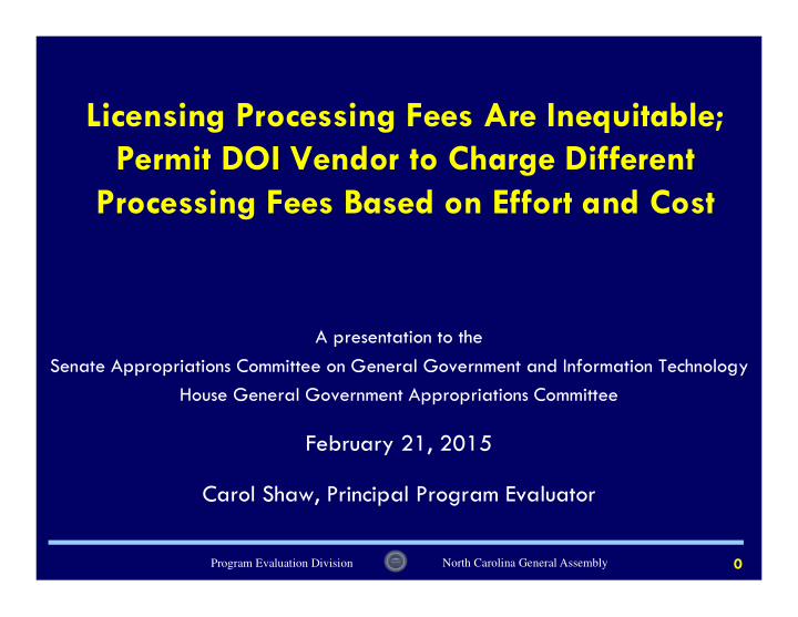 licensing processing fees are inequitable permit doi