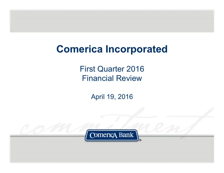 comerica incorporated