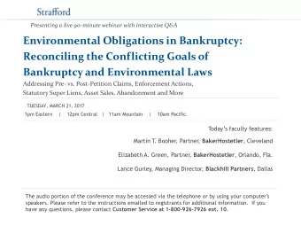 Presenting a live 90-minute webinar with interactive Q&amp;A  Environmental Obligations in