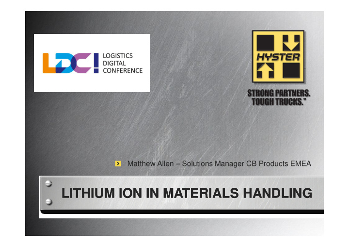 lithium ion in materials handling lithium ion in