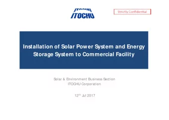 Installation of Solar Power System and Energy  Storage System to Commercial Facility  Solar &amp;