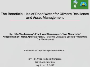 Th  The  e Ben  enef  eficial  cial Us  Use  e of Road  d Water  er for  r Cli  limat  mate  e Res