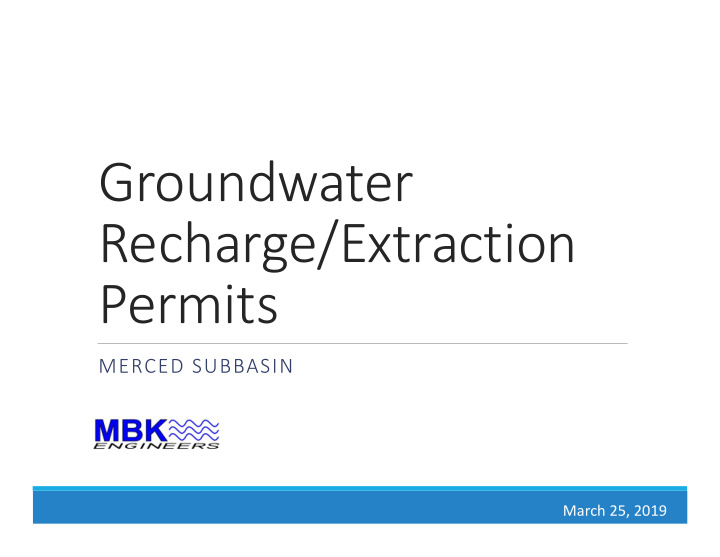 groundwater recharge extraction permits