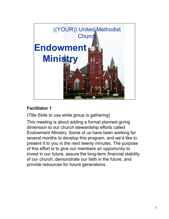 endowment ministry