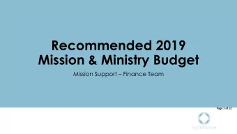 Mission &amp; Ministry Budget Mission Support  Finance Team  Page 1 of 12  Page 2 of 12  Budget
