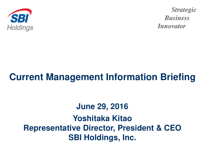 current management information briefing