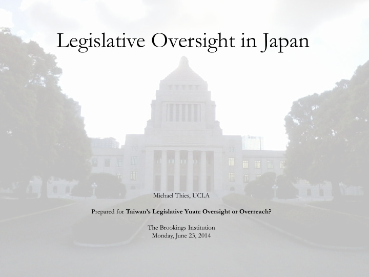 legislative oversight in japan