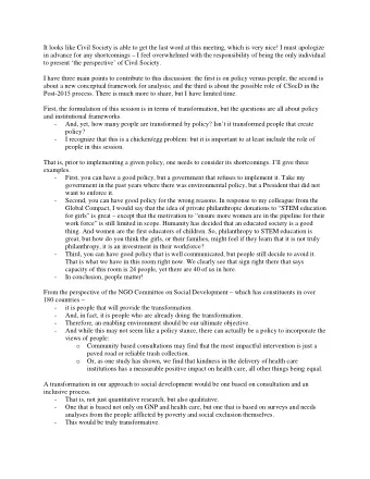 It looks like Civil Society is able to get the last word at this meeting, which is very nice! I