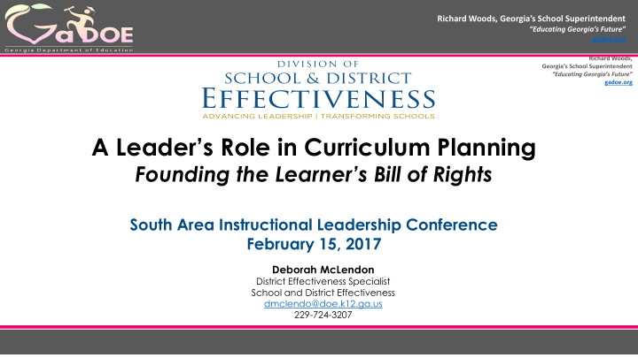 a leader s role in curriculum planning