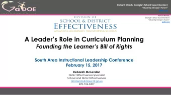 A Leaders Role in Curriculum Planning Founding the Learners Bill of Rights  South Area