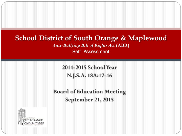 school district of south orange maplewood