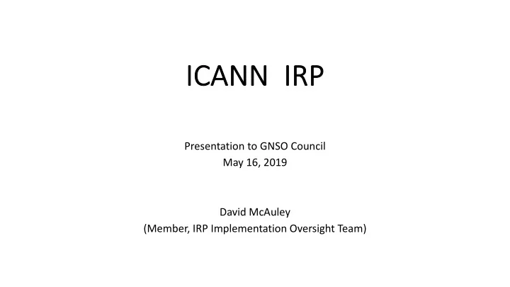 ic icann ir irp