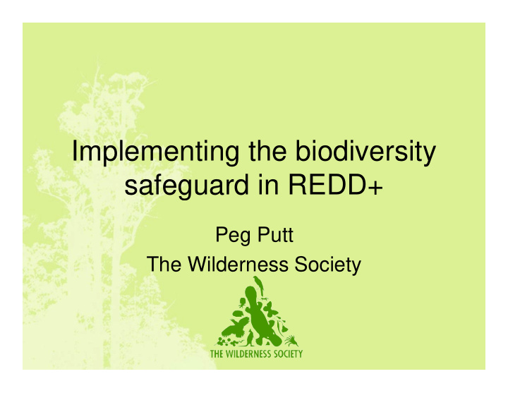 implementing the biodiversity safeguard in redd safeguard