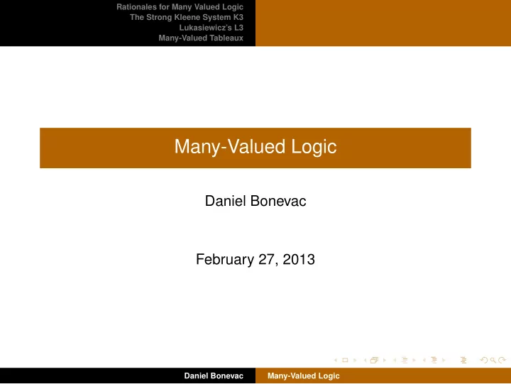 many valued logic