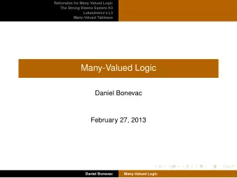 Many-Valued Logic  Daniel Bonevac  February 27, 2013  Daniel Bonevac  Many-Valued Logic  Rationales