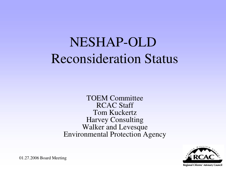 neshap old reconsideration status