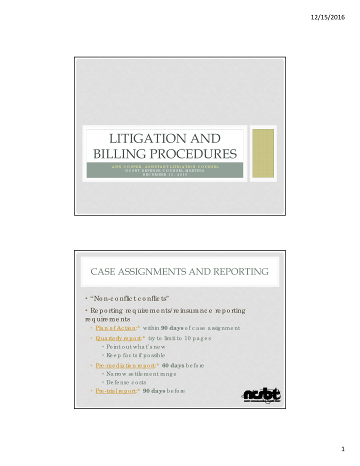 litigation and billing procedures