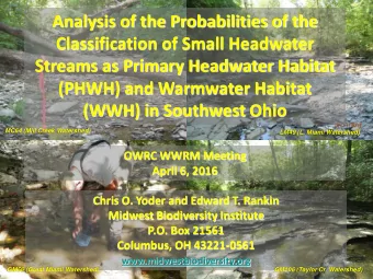 Analysis of the Probabilities of the  Classification of Small Headwater  Streams as Primary