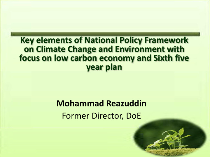 key elements of national policy framework on climate