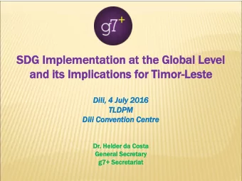 SD  SDG Imple  lementati  mentation  on at  at the  e Glo  lobal  bal Level  el  and it  an  its Im