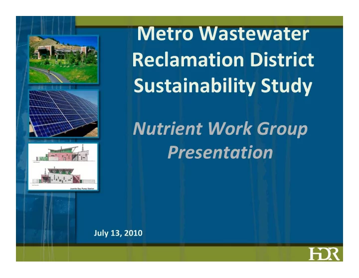 metro wastewater reclamation district sustainability study