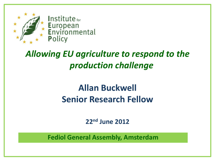 allowing eu agriculture to respond to the